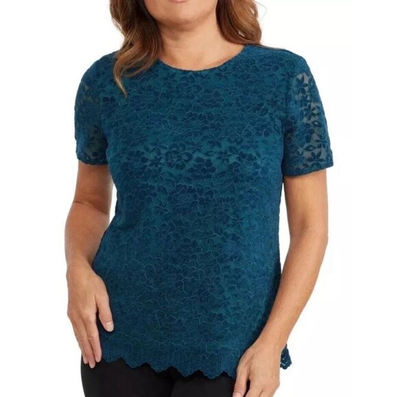 Bundle Teddi Rose Women's S Lace Overlay Teal & Blue Tops - Picture 2 of 12